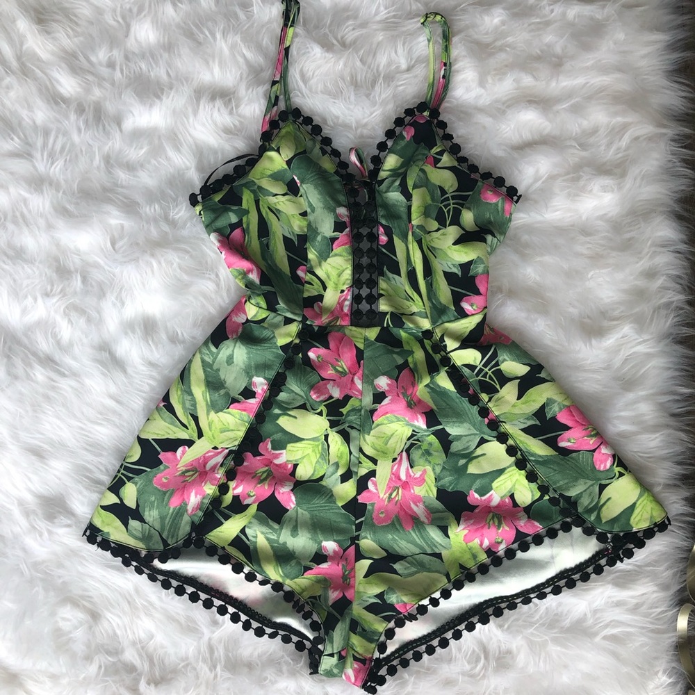 Floral Short Open Back Romper